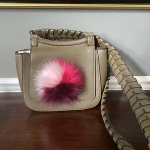 BNWT Anthropologie Pom Pom cross body bag.  Khaki,